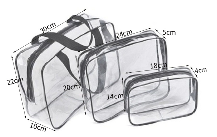 Large Capacity Transparent PVC Cosmetic Bag Waterproof Travel Toiletry Organizer