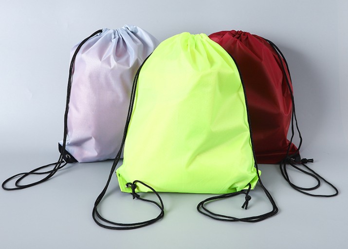 Polyester Drawstring Backpack Sports Gym Sack Bag Lightweight Outdoor Storage Bag
